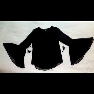 Bell sleeved dress top-sheer overlay & under slip